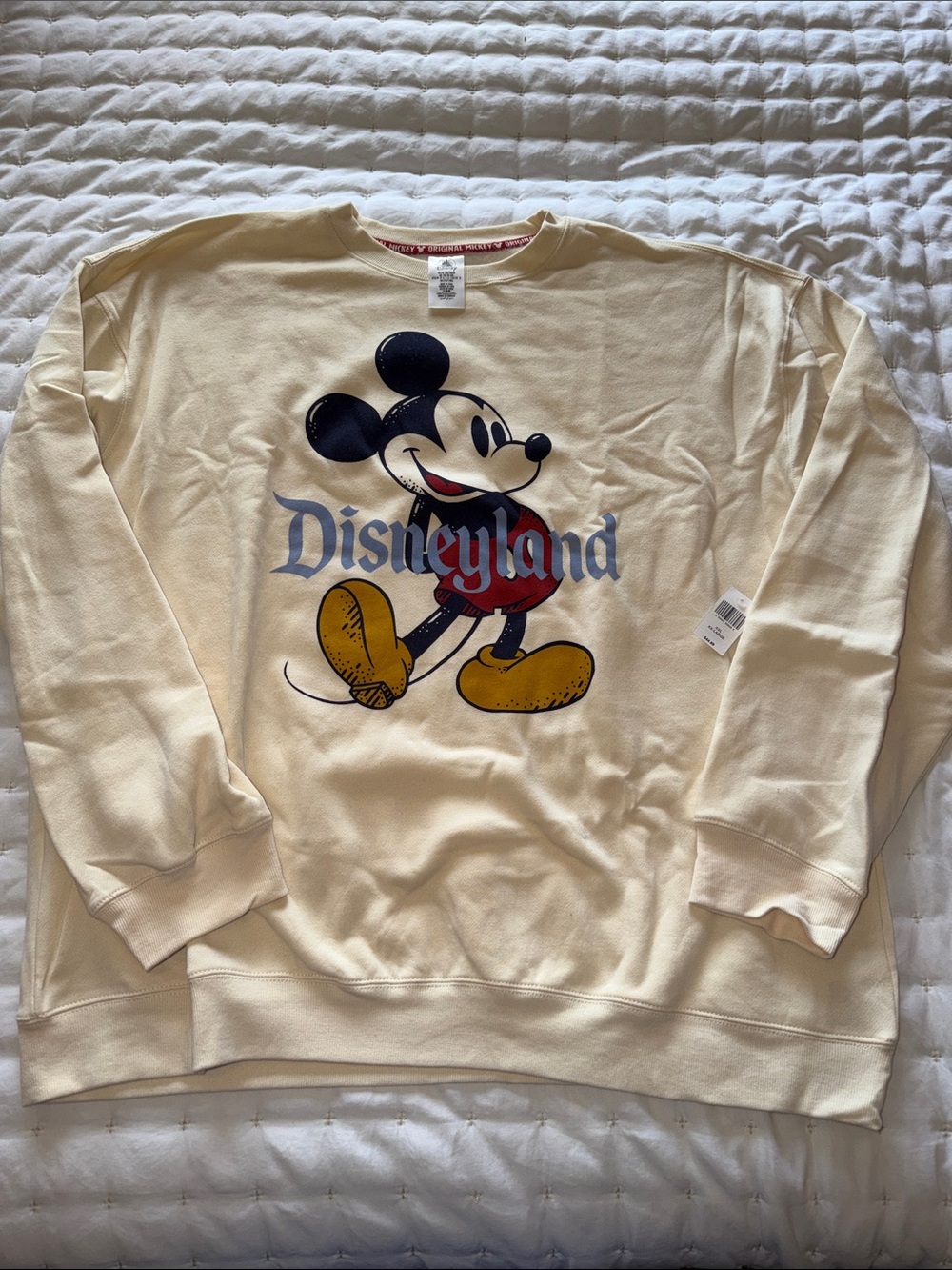 Disney Cream Crewneck Sweatshirt with Vintage Mickey Graphic